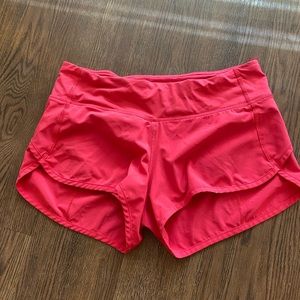 Red Lululemon Speed Up Shorts 2.5